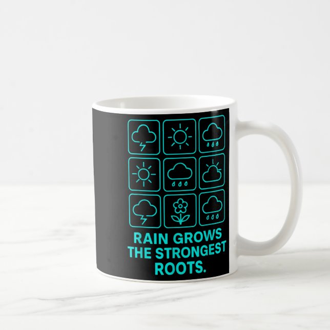 Rain Grows The Strongest Roots Resilience Motivati Kaffeetasse (Rechts)