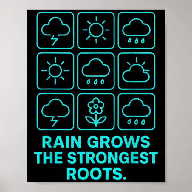 Rain Grows The Strongest Roots Resilience Motivati Poster (Vorne)