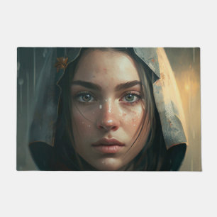 Rain hood girl fußmatte