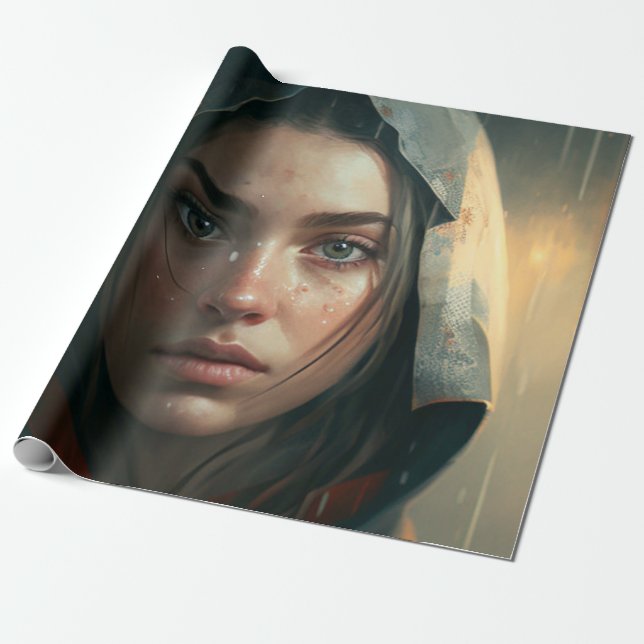 Rain hood girl geschenkpapier (Ungerollt)