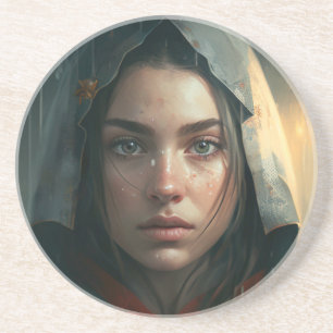 Rain hood girl getränkeuntersetzer