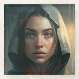 Rain hood girl glasuntersetzer