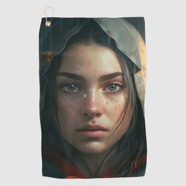 Rain hood girl golfhandtuch (Vorderseite)