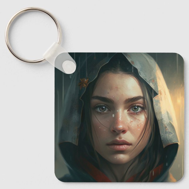 Rain hood girl schlüsselanhänger (Vorderseite)