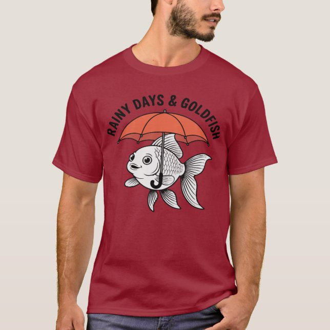 Rain or Shine – Fish with Umbrella Funny T-Shirt (Vorderseite)