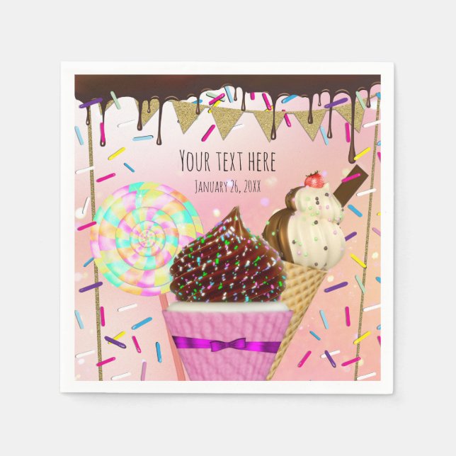 Rain Sprinkles Candy Land Süßigkeiten Party Serviette (Vorderseite)