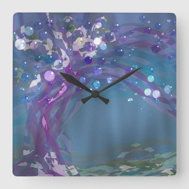 Rain Tree Quadratische Wanduhr (Vorderseite)