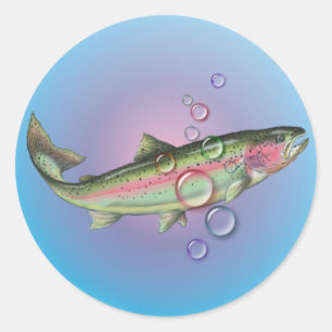 RAINBOUR TROUT BUBBLE by SHARON SHARPE Runder Aufkleber