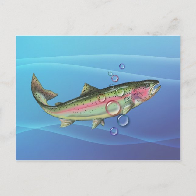 RAINBOUR TROUT BUBBLES VON SHARON SHARPE POSTKARTE (Vorderseite)