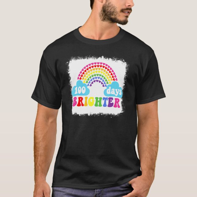 Rainbow 100 Days Brighter Teacher Student 100 Days T-Shirt (Vorderseite)