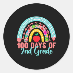 Rainbow 100 Days of 2nd Grade 100th Day Teacher St Runder Aufkleber