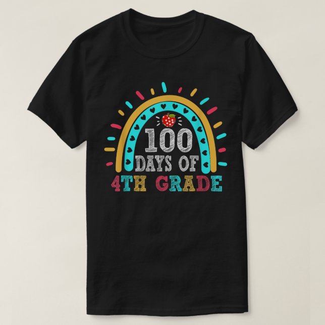 Rainbow 100 Days Smarter 4th Grade Teacher 100th D T-Shirt (Design vorne)