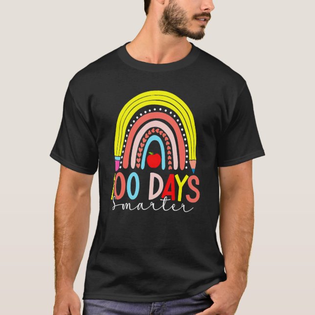 Rainbow 100 Days Smarter Happy 100 Days Of School  T-Shirt (Vorderseite)
