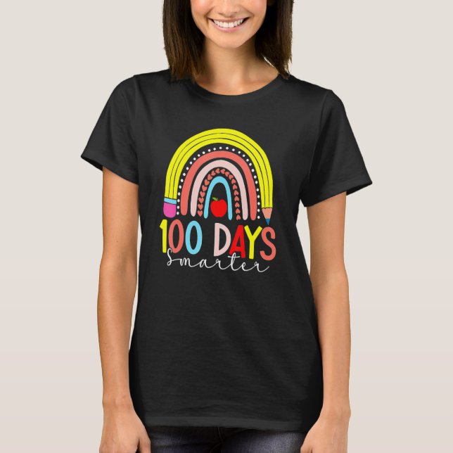 Rainbow 100 Days Smarter Happy 100 Days Of School  T-Shirt (Vorderseite)