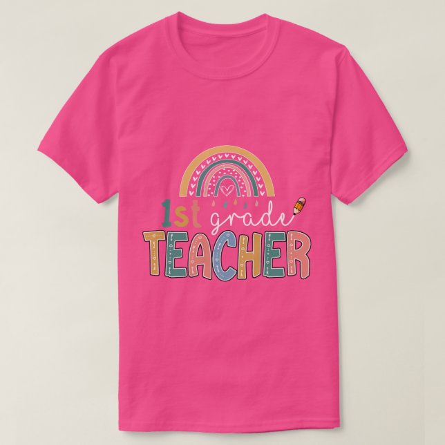 Rainbow 1st Grade Teacher Kinder zurück zur Schule T-Shirt (Design vorne)