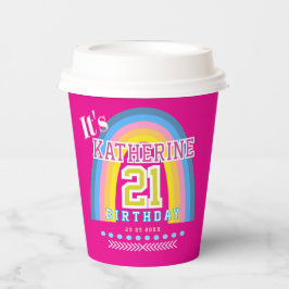 Rainbow 21st Birthday Hot Pink Pappbecher