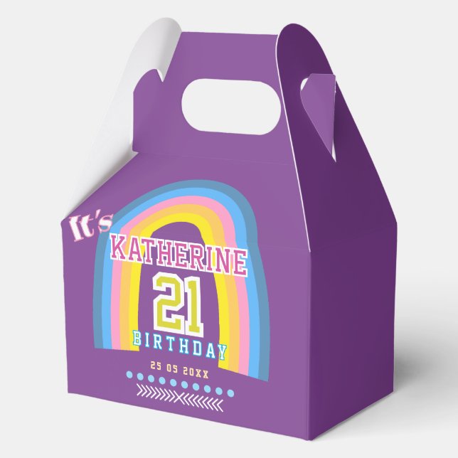 Rainbow 21st Birthday Purple Geschenkschachtel (Vorderseite)