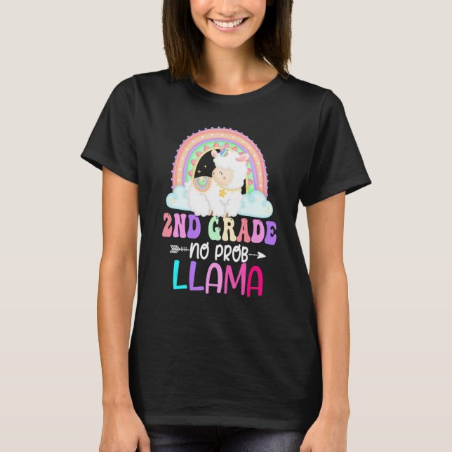 Rainbow 2nd Grade No Prob Llama 100th Day of Schoo T-Shirt (Vorderseite)
