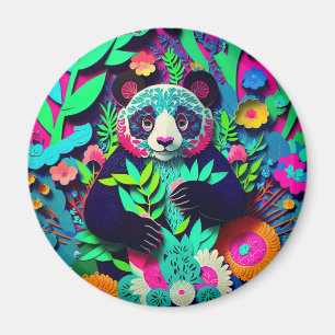 Rainbow 3D Illustration Panda Imitate Papier schne Magnet