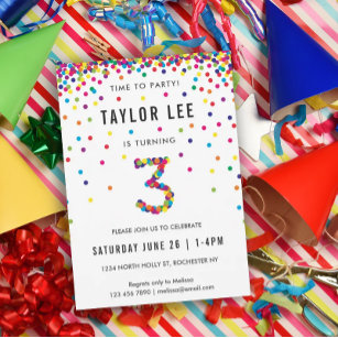 Rainbow 3rd Birthday Party, Third Birthday Einladung