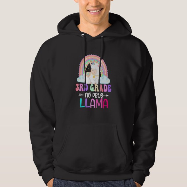 Rainbow 3rd Grade No Prob Llama 100th Day Of Schoo Hoodie (Vorderseite)