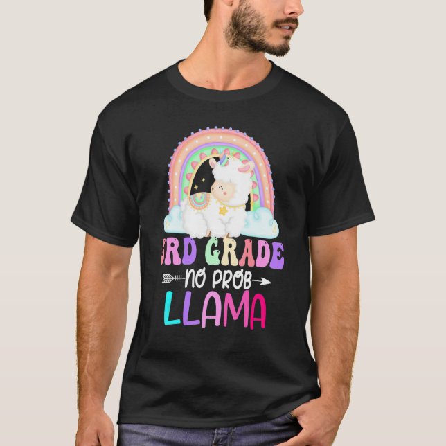 Rainbow 3rd Grade No Prob Llama 100th Day of Schoo T-Shirt (Vorderseite)