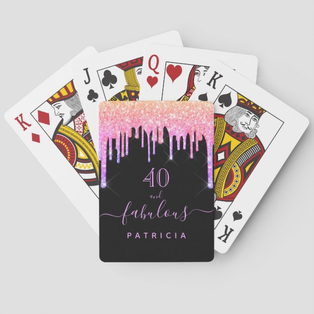 Rainbow 40 fabelhafter Glitzer schwarz funkelrosa Spielkarten (Rückseite)
