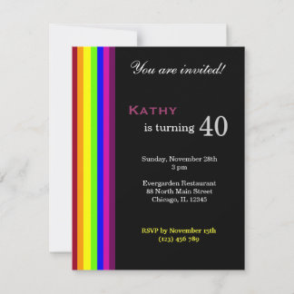 Rainbow 40. Geburtstag Einladung