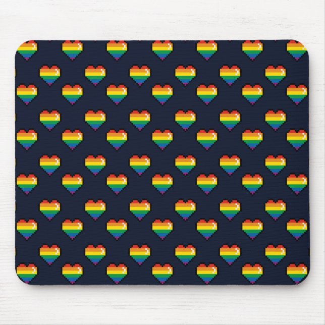 Rainbow 8 Bit Herzmuster Mousepad (Vorne)