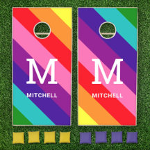 Rainbow 8 Stripe Gay Pride Custom Monogram Initial