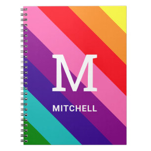 Rainbow 8 Stripe Gay Pride Custom Monogram Initial Notizblock