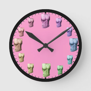 Rainbow Abs Wall Clock Pink Runde Wanduhr