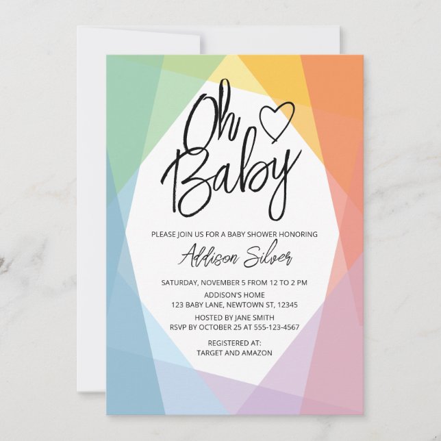Rainbow Abstrakt Baby Dusche Einladung (Vorderseite)