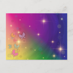 Rainbow Abstrakt Fairy Lights Schmetterlinge Glitz Postkarte