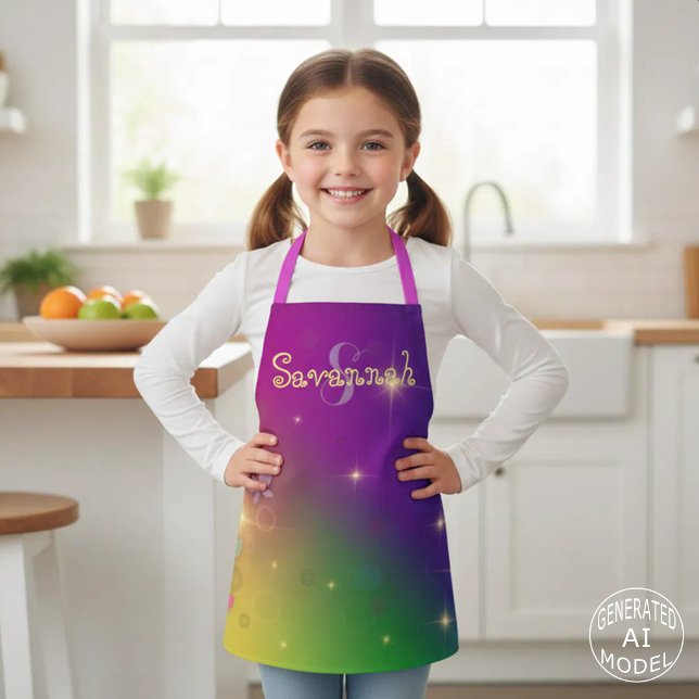 Rainbow Abstrakt Fairy Lights Schmetterlinge Glitz Schürze (Von Creator hochgeladen)