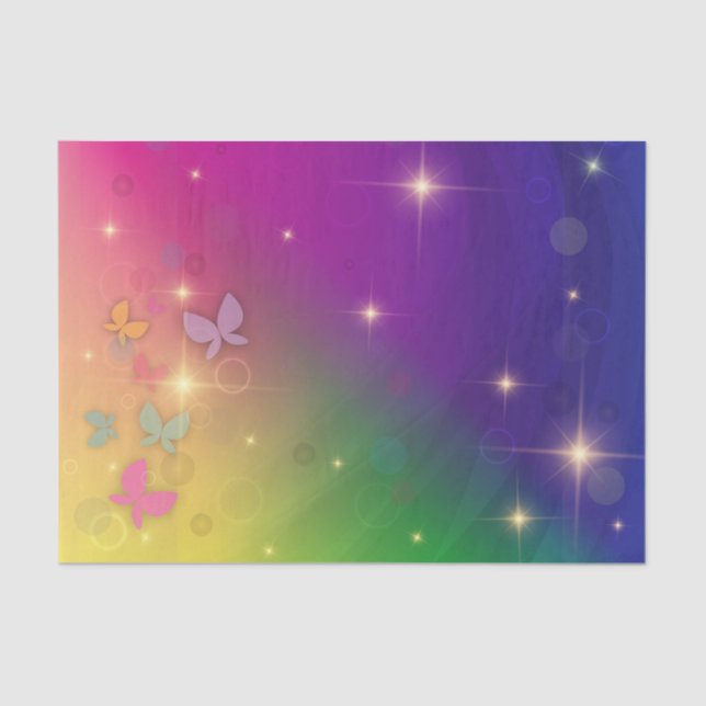 Rainbow Abstrakt Fairy Lights Schmetterlinge Glitz Seidenpapier (Vorderseite)
