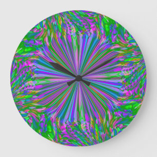 Rainbow Abstrakt Liquid Fluid Art von Heva Weva Große Wanduhr