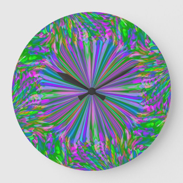 Rainbow Abstrakt Liquid Fluid Art von Heva Weva Große Wanduhr (Vorderseite)