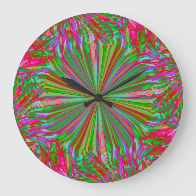 Rainbow Abstrakt Liquid Fluid Art von Heva Weva Große Wanduhr (Vorderseite)
