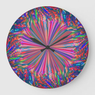 Rainbow Abstrakt Liquid Fluid Art von Heva Weva Große Wanduhr
