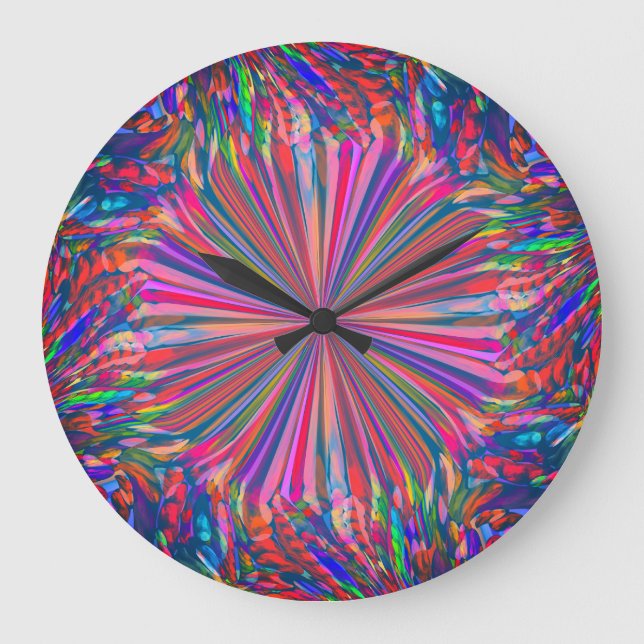 Rainbow Abstrakt Liquid Fluid Art von Heva Weva Große Wanduhr (Vorderseite)