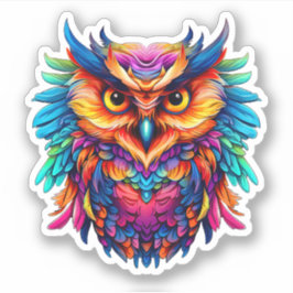 Rainbow Abstrakt Owl Colorful Watercolor Artwork Aufkleber