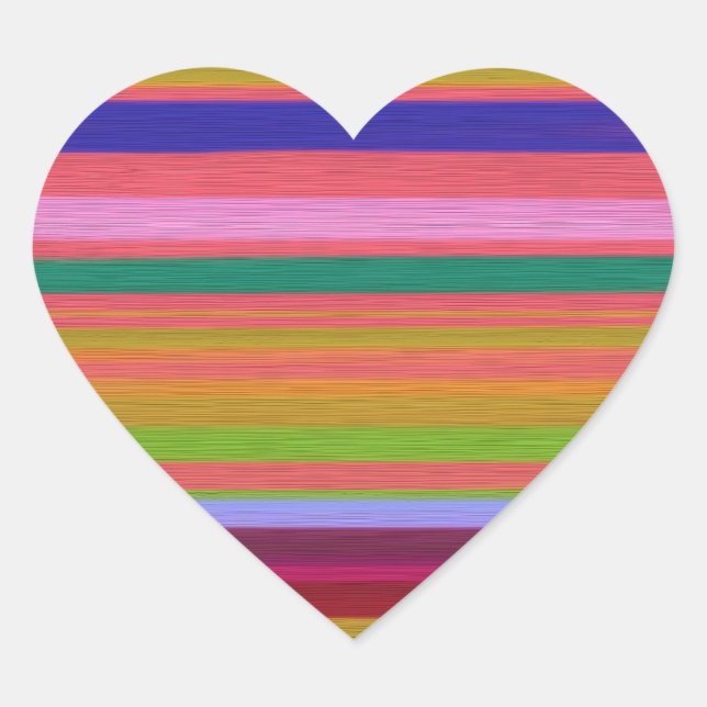 Rainbow abstrakte Kunststreifen Herz-Aufkleber (Vorderseite)