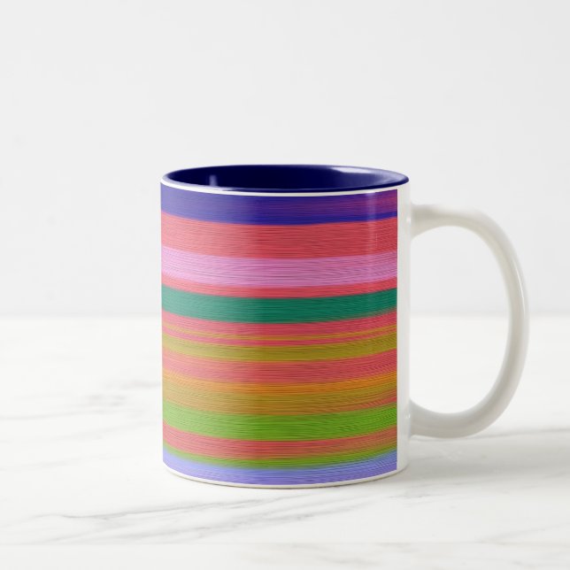 Rainbow abstrakte Kunststreifen Zweifarbige Tasse (Rechts)