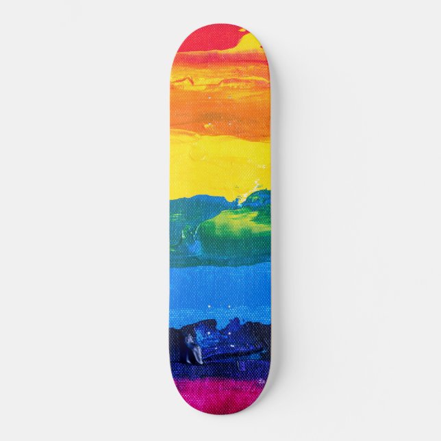 Rainbow Acrylmalerei Gay Colors Pride Flag Day Skateboard (Vorderseite)