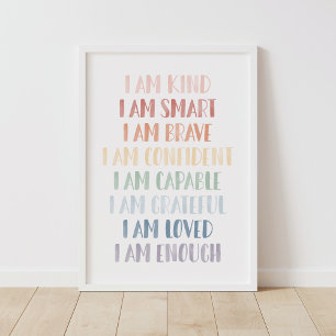 Rainbow Affirmations for Kids Kinderzimmer Decor Poster