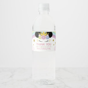 Rainbow Afro Puff Unicorn Geburtstagsparty Gefalle Wasserflaschenetikett