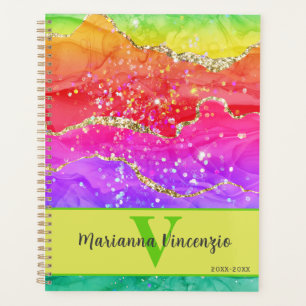 Rainbow Agate Glitzer Marble Art Planer