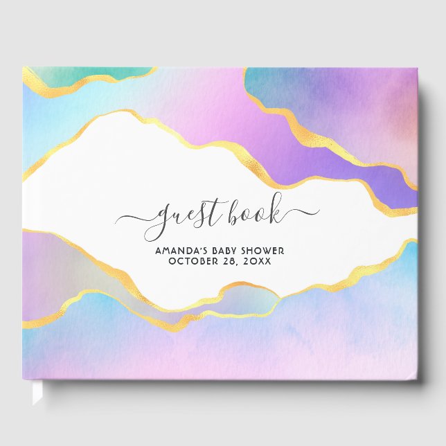 Rainbow Agate Stone Baby Showbook Gästebuch (Vorderseite)