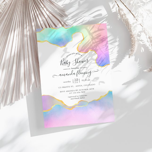 Rainbow Agate Stone Baby Shower Einladung (Rainbow Agate Stone Baby Shower Invitation)